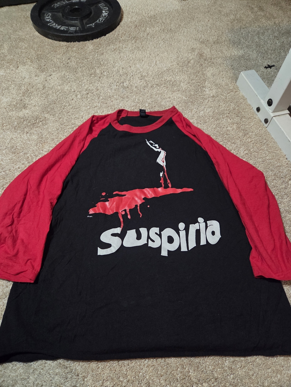 Suspiria Raglan Baseball Tee - Black with Red Sleeves